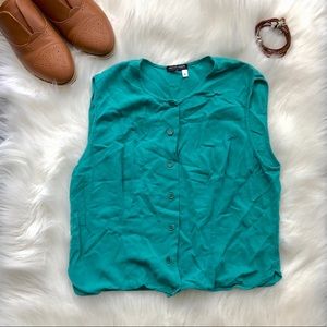 Turquoise Button-Up Crop Top
